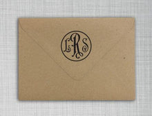 Antique Roman Personalized Self Inking Round Monogram Stamp on Envelope