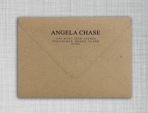 Angela Rectangle Personalized Self Inking Return Address Stamp on Envelope
