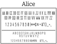 Alice Rectangle Personalized Self Inking Return Address Stamp font sample 