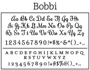 Bobbi Rectangle Personalized Self Inking Return Address Stamp font 