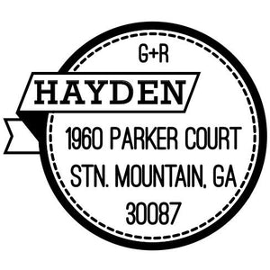 Hayden Personalized Self-inking Round Return Address Stamp on Envelope