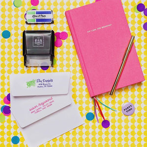 Susan Rectangle Personalized Self Inking Return Address Stamp on envelope