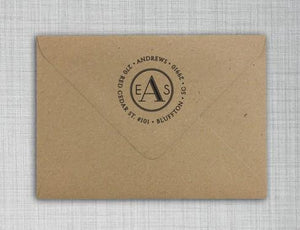 Andrews Personalized Self Inking Round Return Address Stamp on Envelope