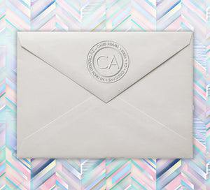 Caleb Personalized Return Address Standard Embosser on envelope