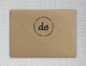Daisy Personalized Self Inking Round Monogram Stamp on envelope
