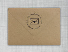 Envelope Personalized Self-inking Round Return Address Stamp on Envelope