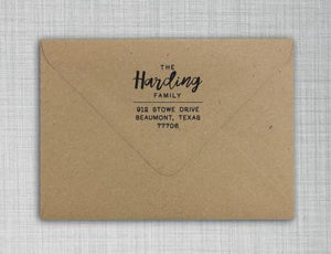 Harding Personalized Self-inking Round Return Address Stamp on Envelope