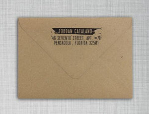 Jordan Rectangle Personalized Self Inking Return Address Stamp on Envelope