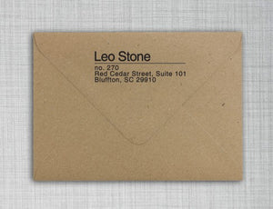 Leo Rectangle Personalized Self Inking Return Address Stamp on Envelope