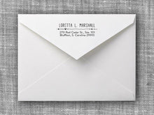 Loretta Rectangle Personalized Self Inking Return Address Stamp on Envelope