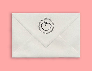Peach Personalized Self-inking Round Return Address Design on Envelope