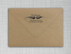 Shrimp and Prawn Rectangle Personalized Self Inking Return Address Stamp on Envelope