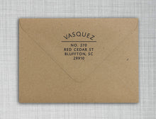 Vasquez Round Personalized Self Inking Return Address Stamp on Envelope