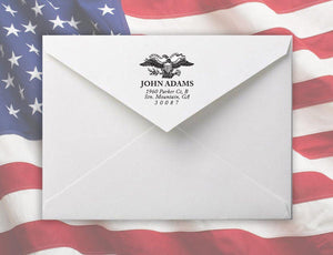 E Personalized Self-inking Round Return Address Stamp on Envelope