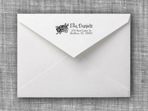 Ella Rectangle Personalized Self Inking Return Address Stamp on Envelope