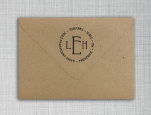 Eubanks Personalized Self-inking Round Return Address Stamp on Envelope