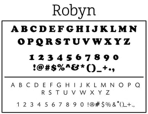 Robyn Rectangle Return Address Stamp Font