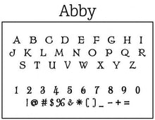 Abby Round Personalized Self Inking Return Address Stamp font sample