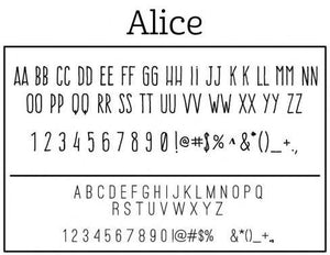 Alice Rectangle Personalized Self Inking Return Address Stamp font sample 