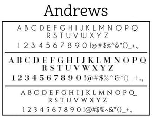 Andrews Personalized Self Inking Round Return Address Stamp fonts