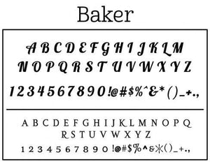 Baker Personalized Self Inking Round Return Address Stamp font
