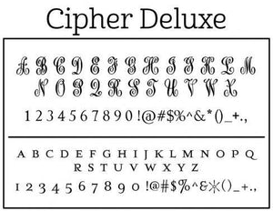 Antique Cipher Deluxe round self inking stamp font