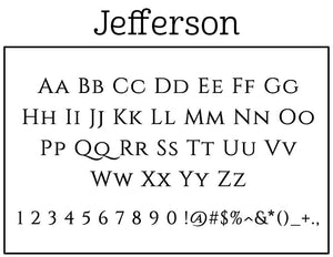 Jefferson Rectangle Personalized Self Inking Return Address Stamp font 