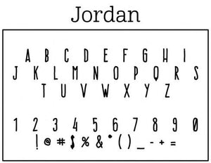 Jordan Rectangle Personalized Self Inking Return Address Stamp font 