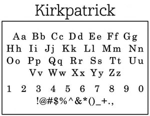 Kirkpatrick Rectangle Personalized Self Inking Return Address Stamp font 