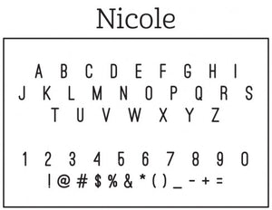 Nicole Rectangle Personalized Self Inking Return Address Stamp font 