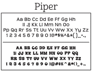 Piper Rectangle Personalized Self Inking Teacher Stamp font 