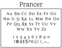 Prancer Holiday Rectangle Personalized Self Inking Return Address Stamp font 