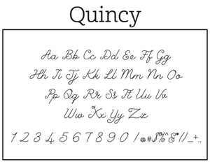Quincy Rectangle Personalized Self Inking Return Address Stamp font 