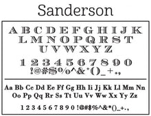 Sanderson Rectangle Personalized Self Inking Return Address Stamp font 