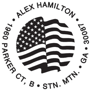 Flag Personalized Self-inking Round Return Address Stamp