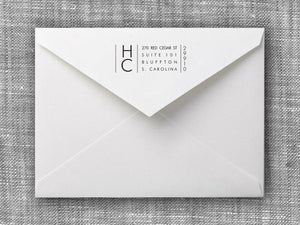 Harold Rectangle Personalized Self Inking Return Address Stamp on Envelope