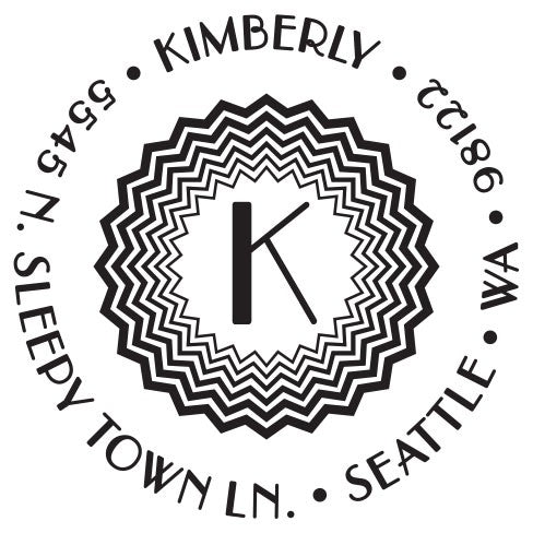 Kimberly Personalized Self-inking Round Return Address Stamp on Envelope