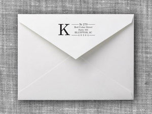 Kirkpatrick Rectangle Personalized Self Inking Return Address Stamp on Envelope