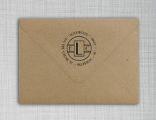 Lockwood Personalized Self-inking Round Return Address Stamp on Envelope