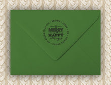 Merry Personalized Self-inking Round Return Address Design on Envelope