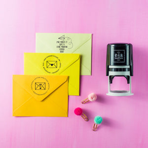 Snail Mail Personalized Self-inking Round Return Address Stamp on Envelope