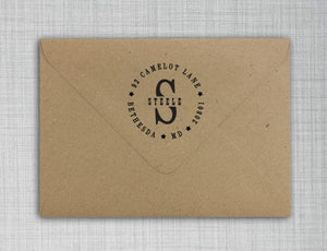 Steele Personalized Self-inking Round Return Address Stamp on Envelope
