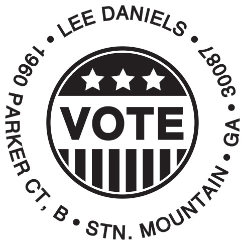 Vote Personalized Self-inking Round Return Address Stamp