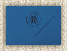 Winter Snow Return Address Stamp Design on envelope